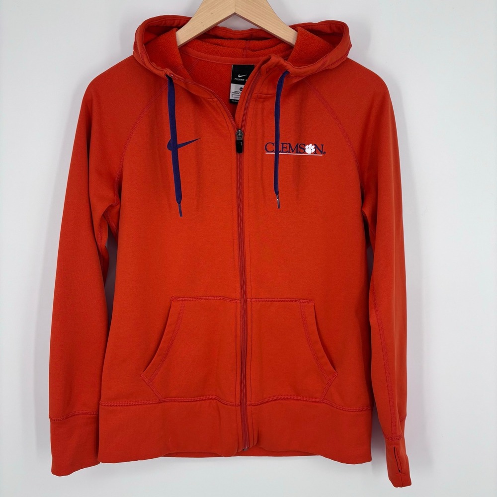 Clemson Tigers Nike Therma-Fit Full Zip Fleece Hoodie Womens M Orange Fan Gear